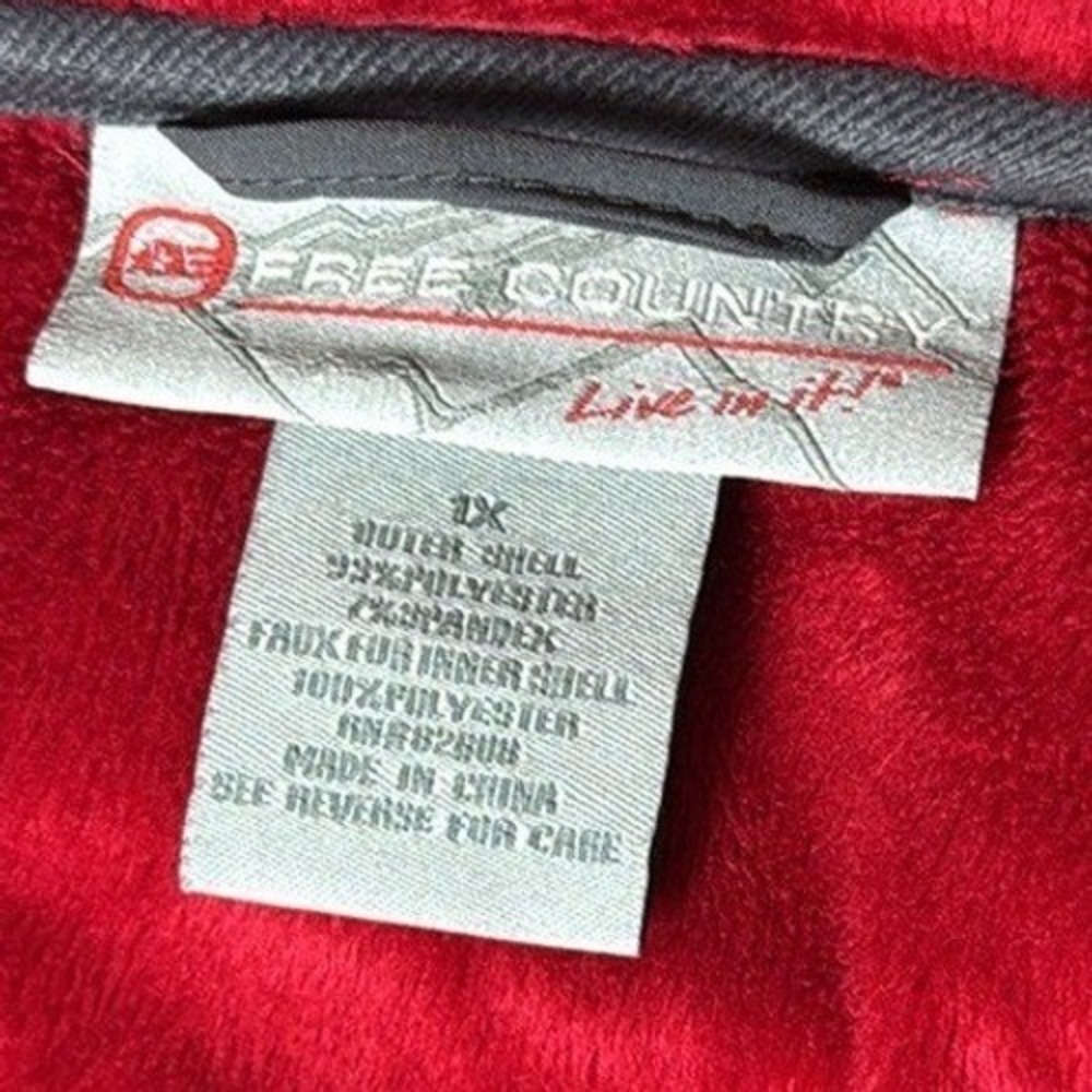 Free Country Womens Red Herringbone Softshell Hooded Jacket Size 1X - Picture 5 of 14
